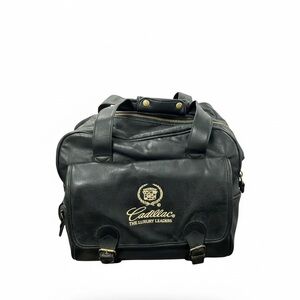 Vintage Cadillac The Luxury Leaders Black Leather Duffel Bag
